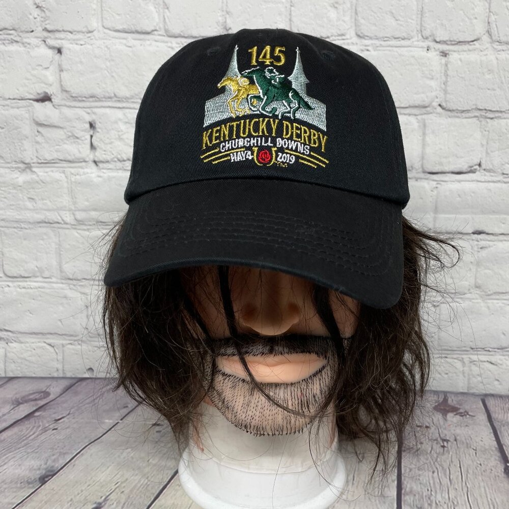 145th Kentucky Derby Churchill Downs Hat Cap Strap Back Black Embroidered New